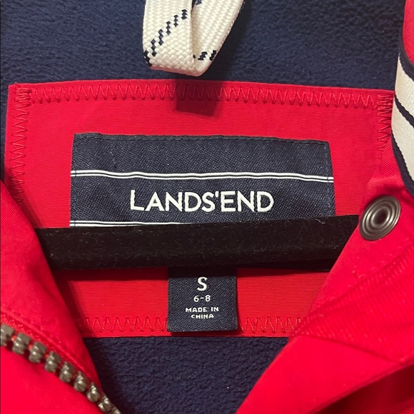 Lands' End Red Lined Raincoat - Picture 3 of 7